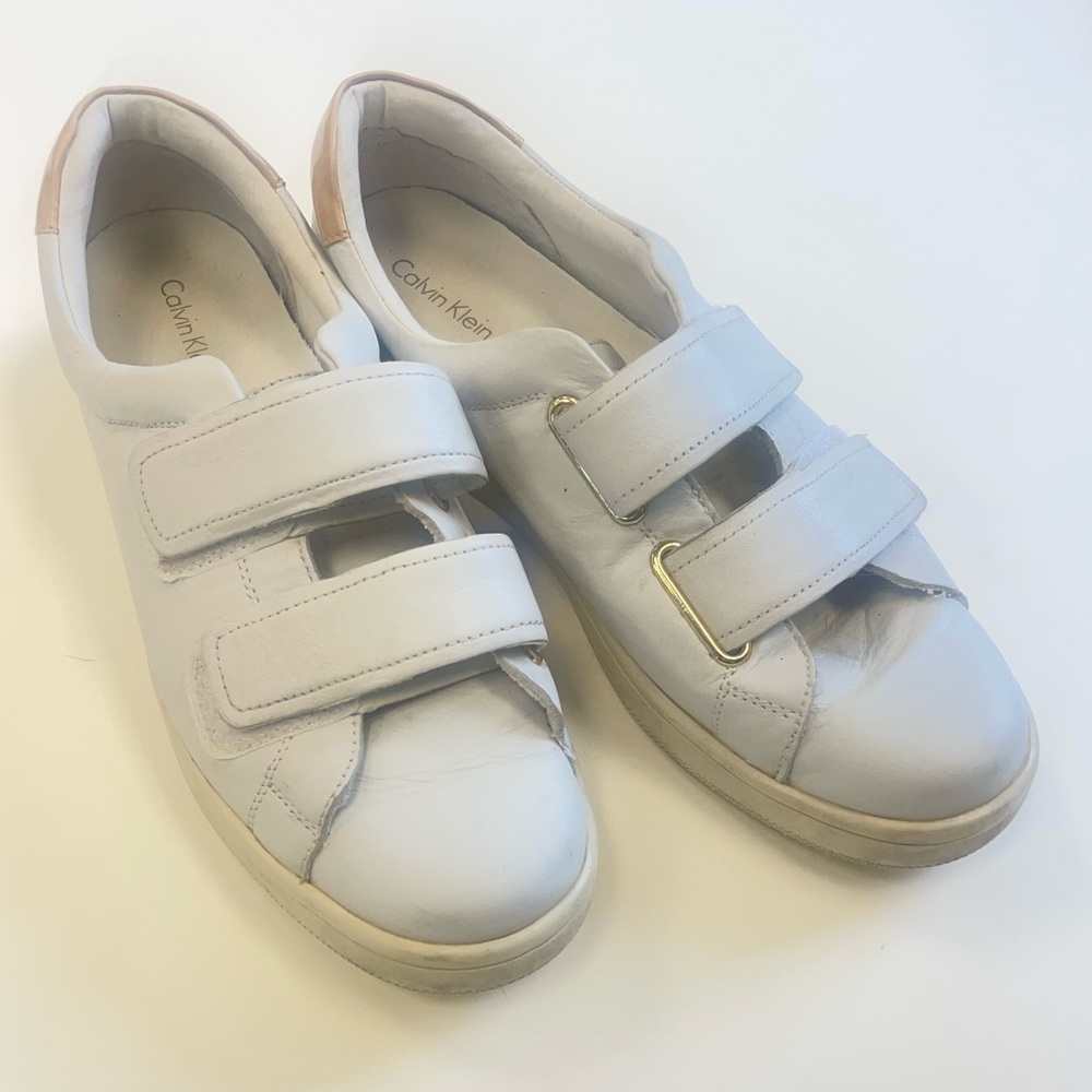 Calvin Klein White Valcro Sneakers | Size 9 Women’s White Shoes